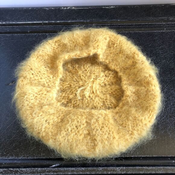 60s Handmade Saffron Mohair Scalloped Beret Mid Century Mod French Girl - Picture 5 of 6